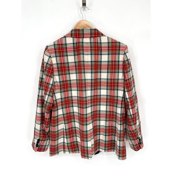 J. Crew Willa Blazer Jacket in Snowy Tartan Plaid Wool Blend Satin Lapel size 16 - Picture 9 of 14